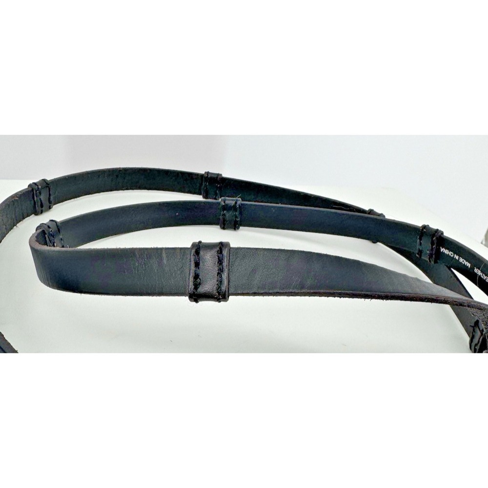 J.Jill Black Genuine Leather Wrap Belt 78" Double Loop Skinny Adjustable - Picture 8 of 9
